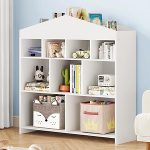 9-Cubby Kids Bookshelf Toy Storage Organizer Toddlers for Playroom - 1 of 4