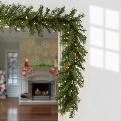 9-Foot Green Artificial Norwood Fir Christmas Garland with Clear Lights