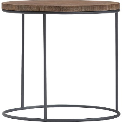 Berkshire 23" Round Distressed Wood and Metal Nesting Side Tables