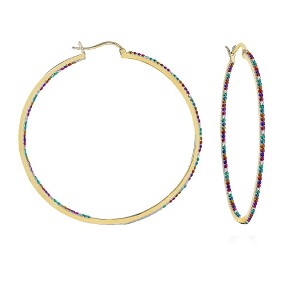 Chic and Stylish Colored Cubic Zirconia Slim Large Hoop Earrings for a Bold and Radiant Statement - 1 of 4