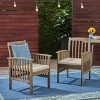 Grungis Outdoor Chairs Set of 2,Patio Dining Chairs with 2 Wateroof Cushions and Acacia Wood Frame,Kitchen Chairs for Dining Room,Patio,Gray - 2 of 4