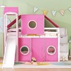 Okak Full Solid Wood Bunk Bed with Tower, Tent, Ladder and Slide, Castle Loft Bed for Toddler Kids Teens Easy Assemble No Box Soring Needed, Pink - 3 of 4