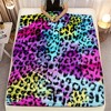 Oversized Ultra-Soft Leopard Print Throw Blanket, All-Season Cozy Flannel Fleece, Colorful & Stylish for Beds and Sofas, Machine Washable - 2 of 4
