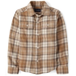 The Children's Place Boys Long Sleeve Plaid Flannel Button Up Shirt - 1 of 4
