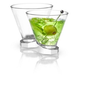 JoyJolt Aqua Vitae Octagon Martini Glass-Set of 2 Crystal Stemless Glasses with Off Set Base-7.2 oz - 1 of 4