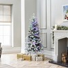 LuxenHome 5Ft Multicolored Pre-Lit Flocked Artificial Tree Potted Green - 3 of 4