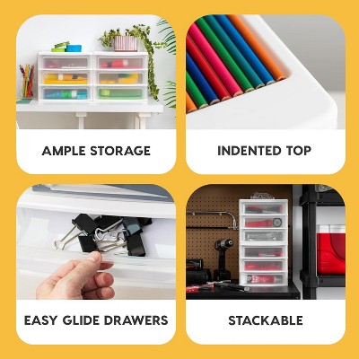 Clear Plastic 3-Drawer Desktop Organizer Set