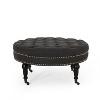 NicBex Modern 35" Round Ottomans Wood Footstools with Button Tufted and Casters for Bedroom and Living Room - 3 of 4