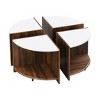 NicBex 36.61" Industrial Round Coffee Table,,4-Piece of End Table with Storage,2-Tier Space-Saving Coffee Table,Center Table for Living Room - 2 of 4
