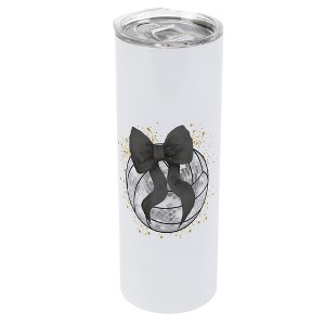 Elanze Designs 20 Ounce Stainless Steel On the Go Travel Tumbler With Push Top Lid, Volleyball With Black Bow - 1 of 1