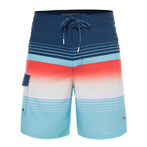 Rokka&rolla Men's 9 4-way Stretch Board Shorts -hawaiian Slush