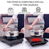 Angel Sar Stainless Steel Deep Fryer Pot with Thermometer & Oil Drain, 304 Japanese Frying Pan with Splash Cover for Induction Stovetop - 3 of 4