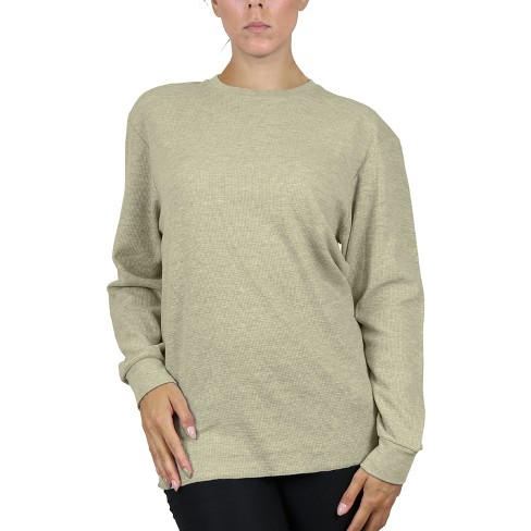 Galaxy By Harvic Women's Loose Fit Waffle Knit Thermal Shirt - Heather ...