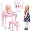 Kids Vanity Set with Drawer, with Wooden Makeup Playset, with Mirror, Makeup Table and Stool for 4-9 Girls, Pink - 2 of 4