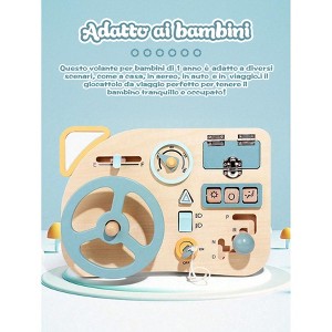 Paaaawaters Wooden Driving Simulator Toy for Toddlers – Portable Montessori Busy Board with Steering Wheel & Gear Shifter - 1 of 4