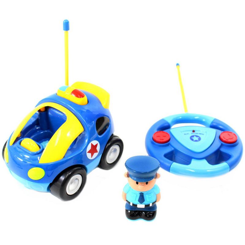 Link 4" Cartoon RC Police Car with Music, Lights & Action Figure, Remote Control Toy for Toddlers & Kids | Blue, 3 of 6