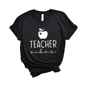 Simply Sage Market Women's Teacher Vibes Cursive Apple Short Sleeve Graphic Tee - 1 of 4