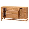 bali & pari Vivan Bohemian Honey Rattan and Mahogany Wood 3-Drawer Storage Cabinet - 3 of 4