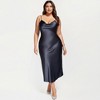 Anna-Kaci Lounge Women's Satin Slip Midi Dress with Draped Neckline Adjustable Straps and Soft Body-Skimming Flowing Silhouette - 2 of 4