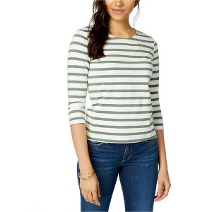 maison Jules Womens Striped Bow Basic T-Shirt - 1 of 1