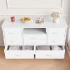 COUCHETA 55 Inch TV Stand with 8 Deep Drawers, RGB LED Lights & Power Outlet, White - 4 of 4