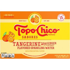 Topo Chico Sabores Tangerine Ginger Sparkling Water - 8pk/12 fl oz Cans - 1 of 4