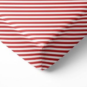 Bacati - Red Warp Stripes 100 percent Cotton Universal Baby US Standard Crib or Toddler Bed Fitted Sheet - 1 of 4
