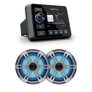 Hertz HMR 20 Marine Digital Media Receiver with 1 Pair HEX 6.5 S-LD-G 6.5" 4-Ohm Marine Coax Set with RGB LEDs - 1 of 4