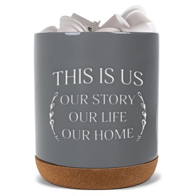 Elanze Designs This Is Us Grey X-Large Cork Bottom, Kitchen Counter, Ceramic Stoneware, Coffee, Tea and Hot Chocolate, Machine Brewing, K Capsule Pod