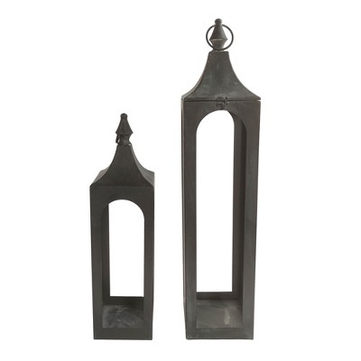 VIP Metal 6 in. Black Metal Lantern Set of 2