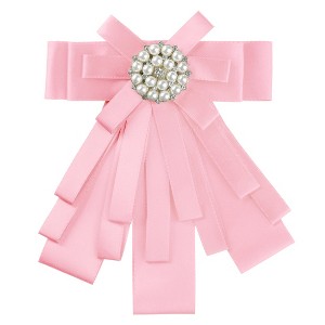 Elerevyo Women's Ribbon Brooch Bowknot Neck Bow Ties - 1 of 4