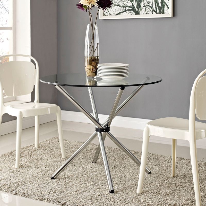 Baton Round Dining Table Clear - Modway, 6 of 7
