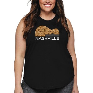 LA Pop Art Nashville Guitar - Women's Word Art Tank Top - 1 of 4