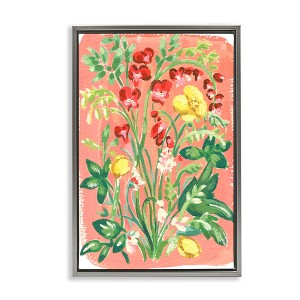 Stupell Industries Peachy Flower Arrangement Black Framed Floater Canvas Wall Art - 1 of 4