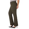 Rekucci Curvy Woman Ease into Comfort Bootcut Pants with Zipper Pockets – Pull-On Dress Work Pants - Olive, 14 Short - 2 of 3