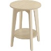 Simple Trending Small Round End Table with Lower Shelf Natural Beige - 4 of 4