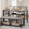 Dining Table Set for 4, Kitchen Table and 2 Chairs with Storage Bench - 2 of 4