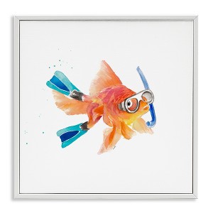 Stupell Industries Goldfish Pet Snorkel Gear Framed Giclee Art - 1 of 4