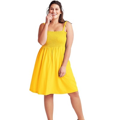 ellos Plus Size Smocked Bodice Tank Dress