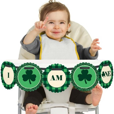 Big Dot of Happiness Irish Birthday 1st Birthday Highchair Decor - I Am One - First Birthday High Chair Banner