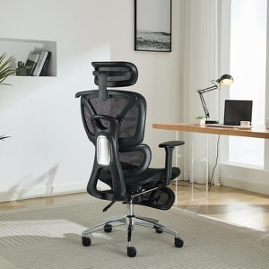 Ergonomic Office Chair, High Back Ergonomic Desk Chair with Adjustable Lumbar Support, Mesh Home Office Chair Gaming Chair with Footrest - 1 of 4