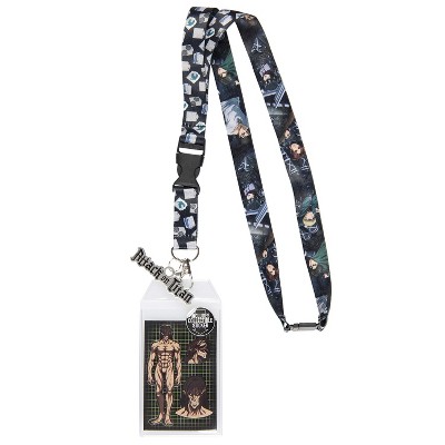 Attack On Titan Reversible ID Lanyard Badge Holder with Metal Logo Charm