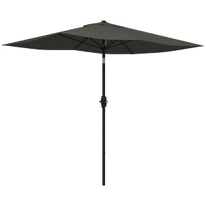 Outsunny 6.5 X 10 ft Rectangular Market Umbrella Patio Outdoor Table Umbrellas with Crank & Push Button Tilt - 1 of 4