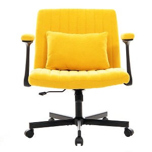 QingMoon Criss Cross Office Chair, Velvet Desk Chair, Wide Seat Computer Chair with Adjustable Arms and Reclining Backrest for Home Office - 1 of 4