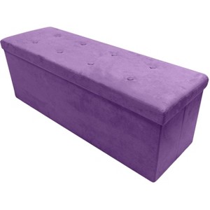 Sorbus Collapsible Bench Ottoman With Cover - Faux Suede - 1 of 4
