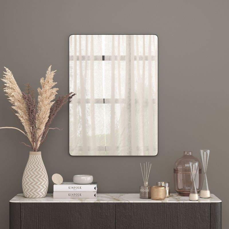 Merrick Lane Hanging Mirror Modern Metal Frame Bordered Wall Mount Mirror with Rounded Corners, 5 of 13