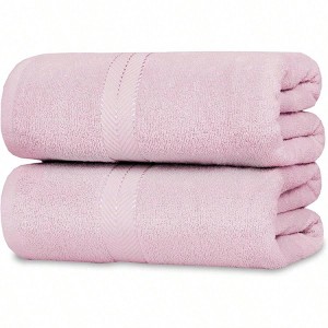 Extra Large Bath Sheets - 100 Cotton, 60x30, Pack of 2, Blush Pink - 1 of 4