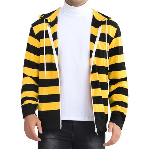 Lars Amadeus Men s Zip Up Long Sleeves Color Block Striped Hoodies Black Yellow Small Target