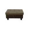 DOMETOUR Taupe Flannel & PVC Storage Ottoman with Lid for Living Room or Bedroom - 2 of 4