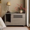 LAOTIES Hidden Cat Litter Box Enclosure,Wooden Cat House Side Table Cabinet with Top Fence and Wheels - 3 of 4